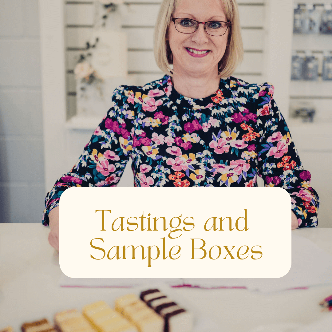 Wedding cake tastings and sample boxes